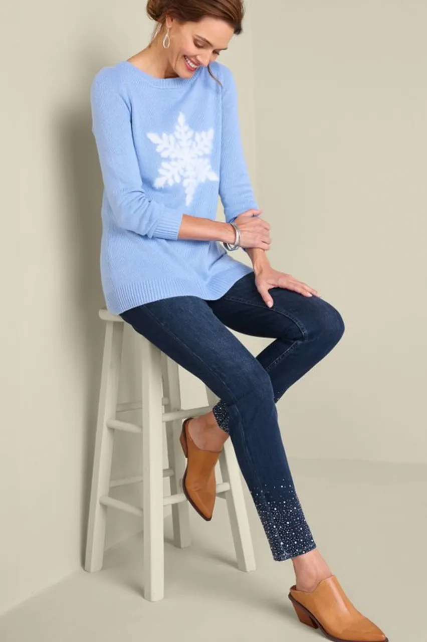 Sale Ultimate Denim Crystal Pull-On Slim Leg Jeans Jeans