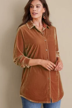 Velvet Boyfriend Tunic Shirt Tops|Tunics & Leggings