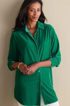 Velvet Boyfriend Tunic Shirt Tops|Tunics & Leggings