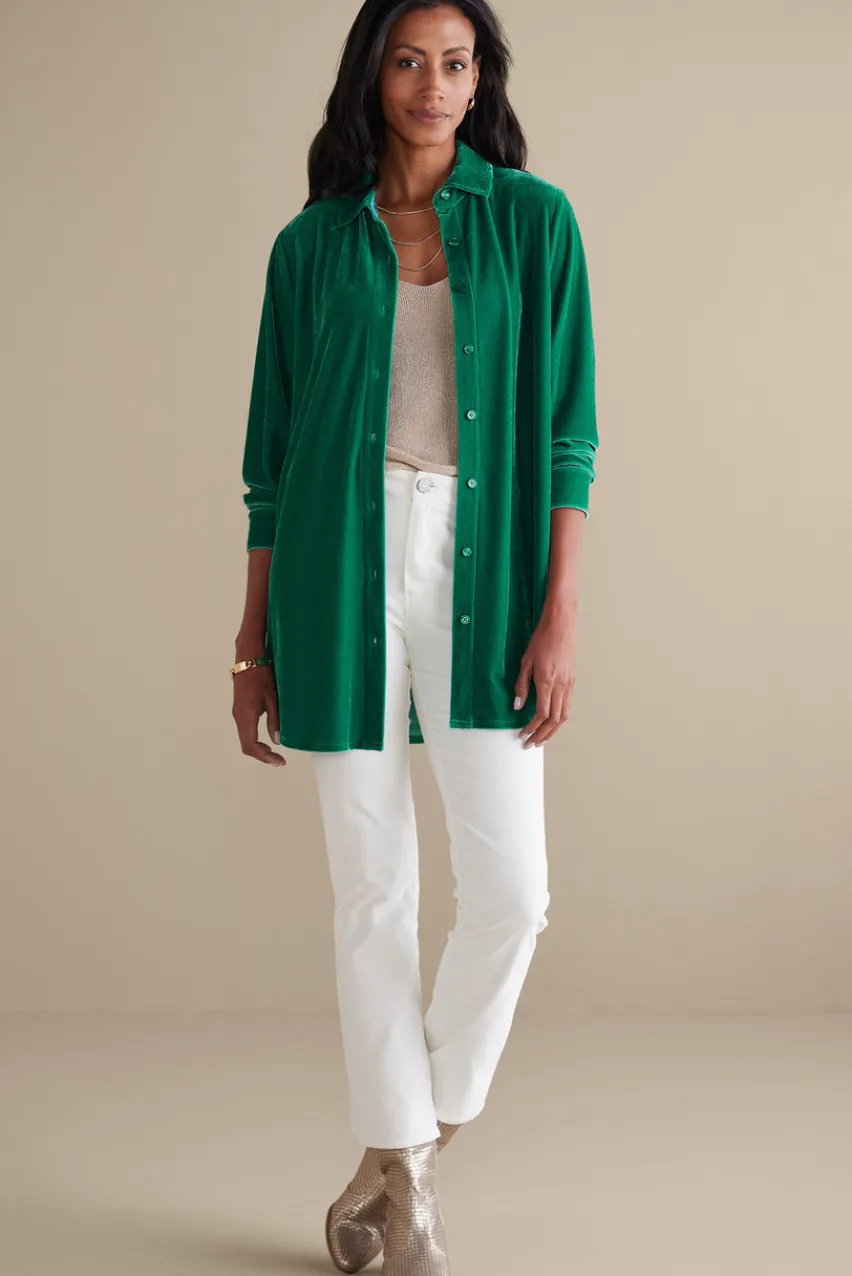 Velvet Boyfriend Tunic Shirt Tops|Tunics & Leggings