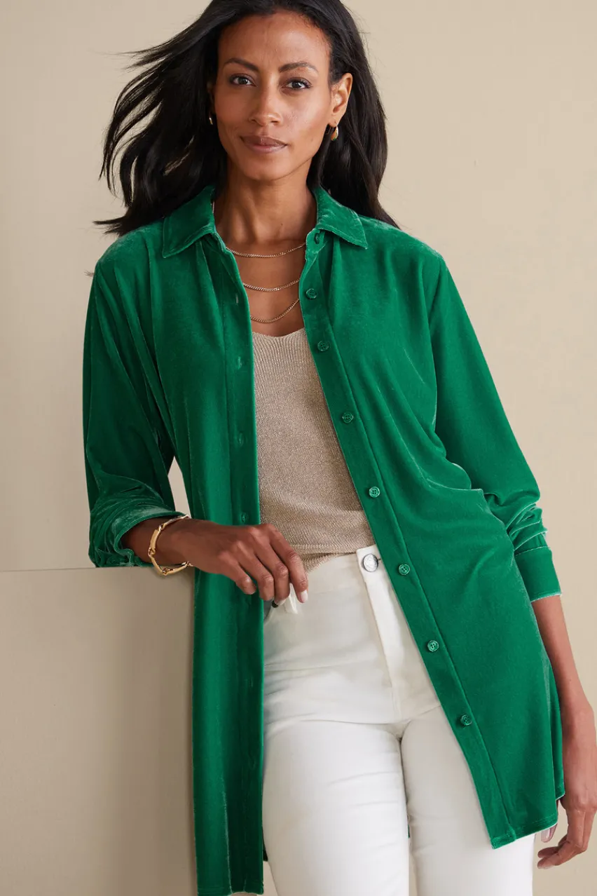 Velvet Boyfriend Tunic Shirt Tops|Tunics & Leggings