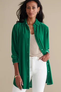 Velvet Boyfriend Tunic Shirt Tops|Tunics & Leggings