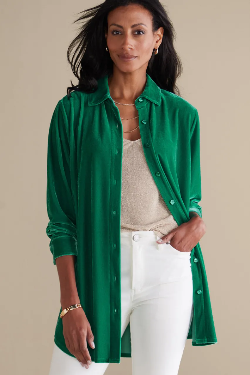 Velvet Boyfriend Tunic Shirt Tops|Tunics & Leggings