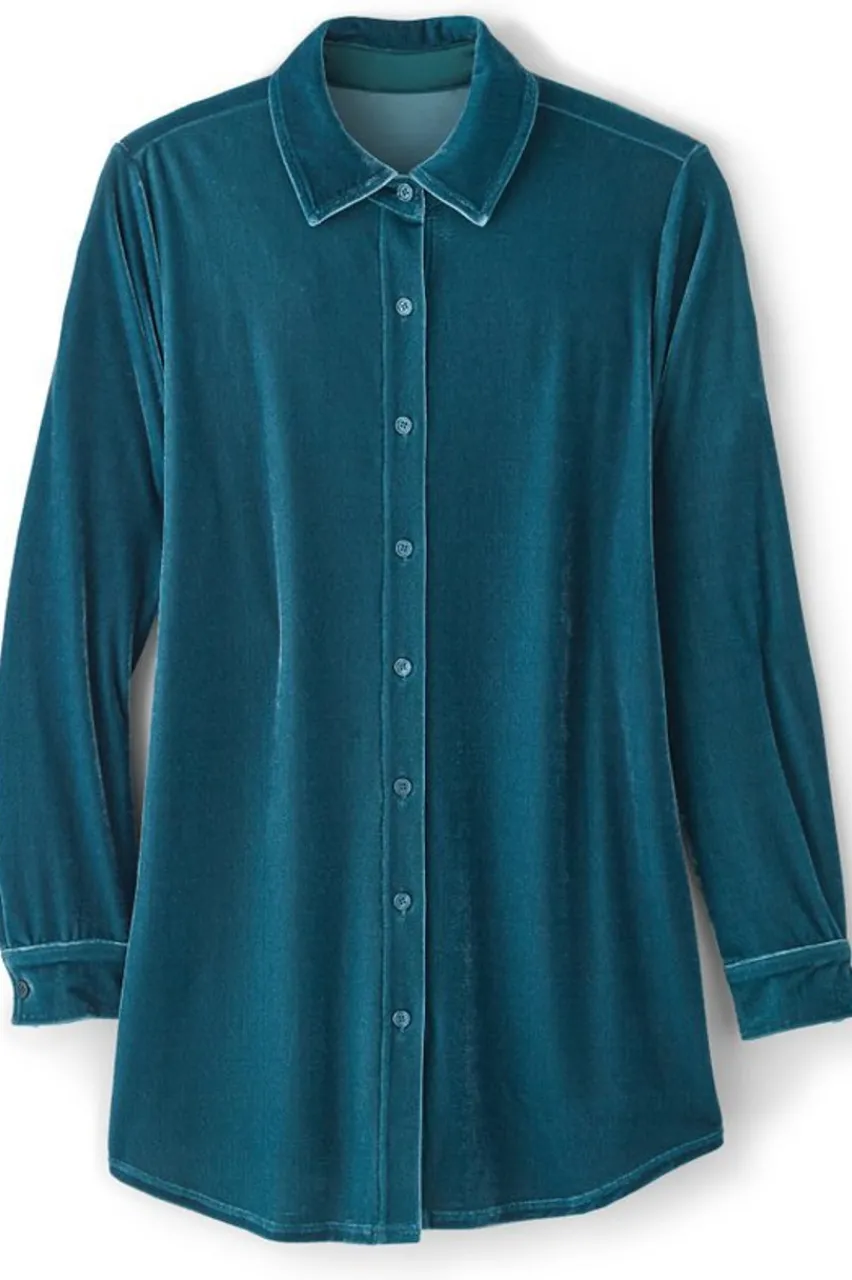 Velvet Boyfriend Tunic Shirt Tops|Tunics & Leggings
