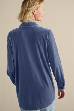Velvet Boyfriend Tunic Shirt Tops|Tunics & Leggings