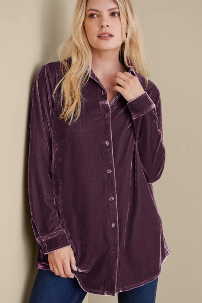 Velvet Boyfriend Tunic Shirt Tops|Tunics & Leggings