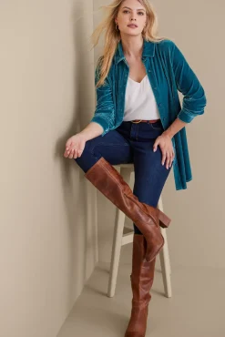 Velvet Boyfriend Tunic Shirt Tops|Tunics & Leggings