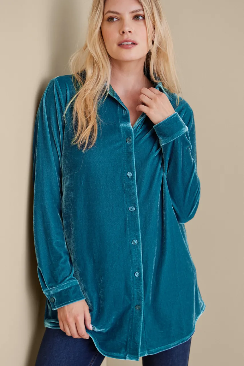 Velvet Boyfriend Tunic Shirt Tops|Tunics & Leggings