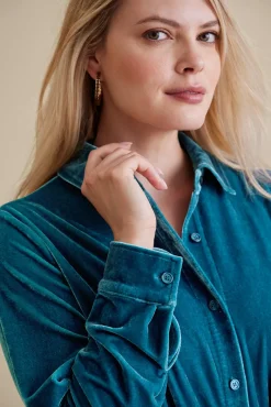 Velvet Boyfriend Tunic Shirt Tops|Tunics & Leggings