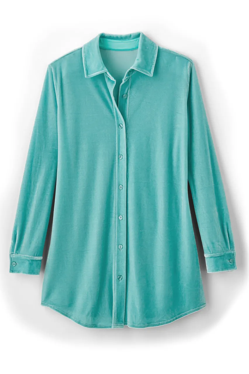 Velvet Boyfriend Tunic Shirt Tops|Tunics & Leggings