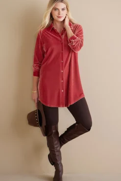 Velvet Boyfriend Tunic Shirt Tops|Tunics & Leggings