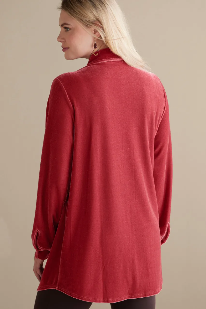Velvet Boyfriend Tunic Shirt Tops|Tunics & Leggings