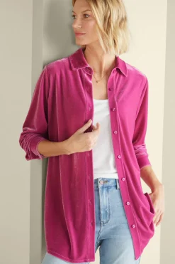 Velvet Boyfriend Tunic Shirt Tops|Tunics & Leggings