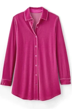 Velvet Boyfriend Tunic Shirt Tops|Tunics & Leggings