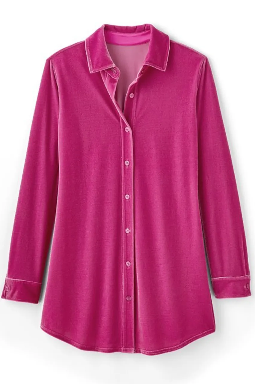 Velvet Boyfriend Tunic Shirt Tops|Tunics & Leggings