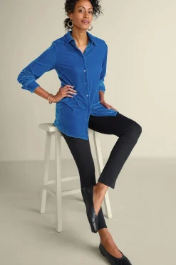 Velvet Boyfriend Tunic Shirt Tops|Tunics & Leggings