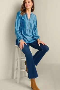 Best Verna Embellished Velvet Tunic Tops
