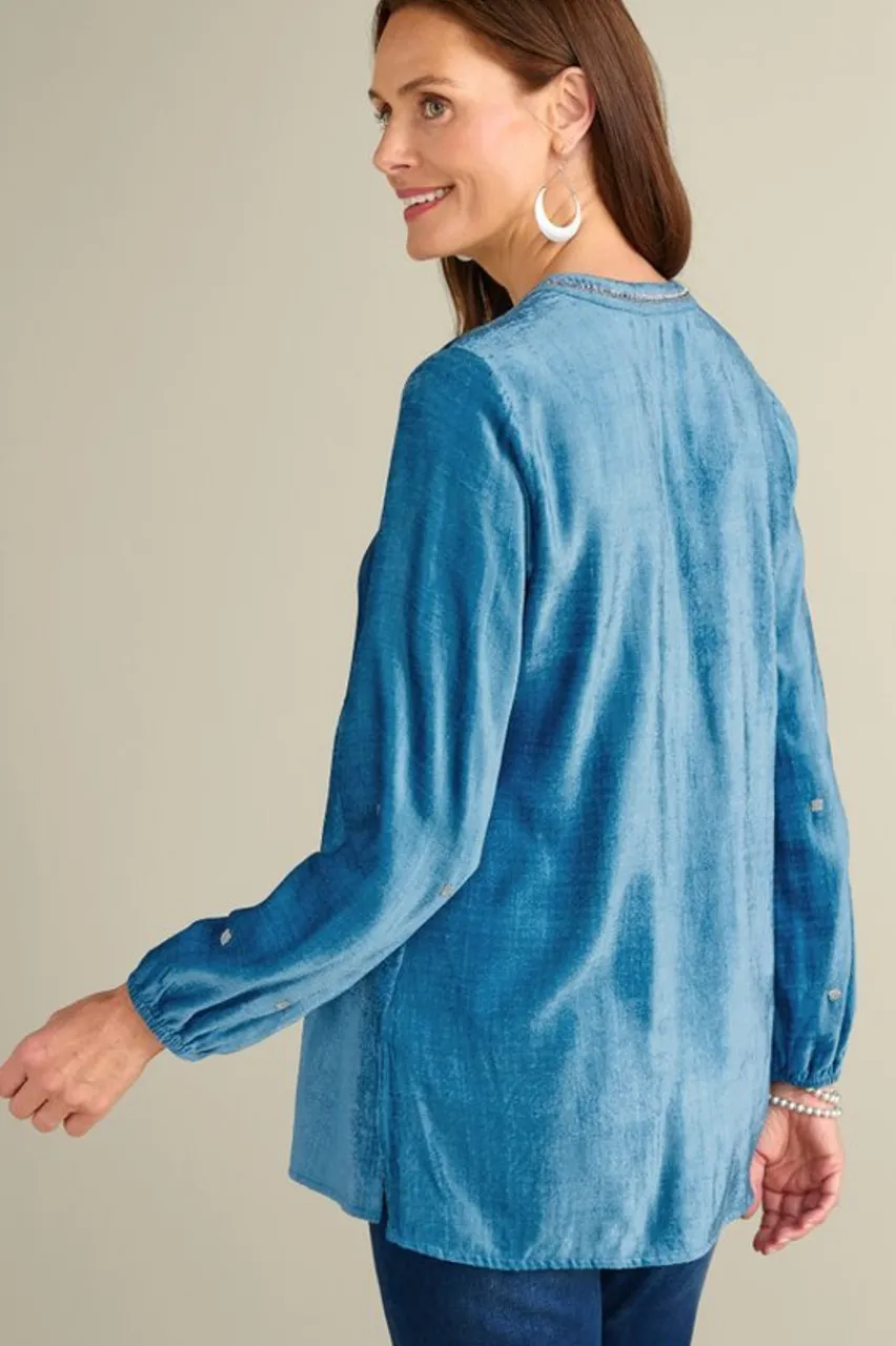Best Verna Embellished Velvet Tunic Tops