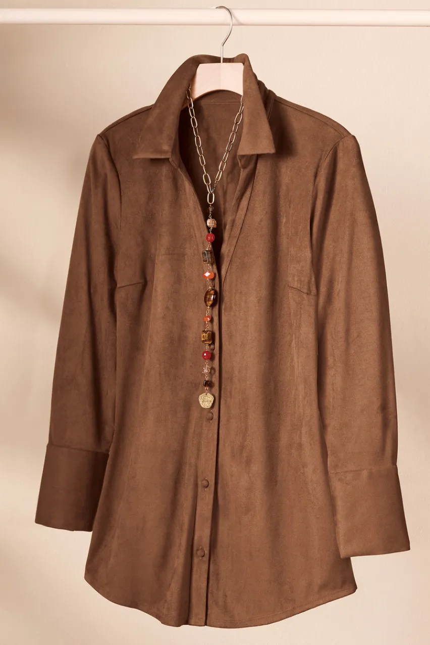 Outlet Vida Faux Suede Tunic Tops